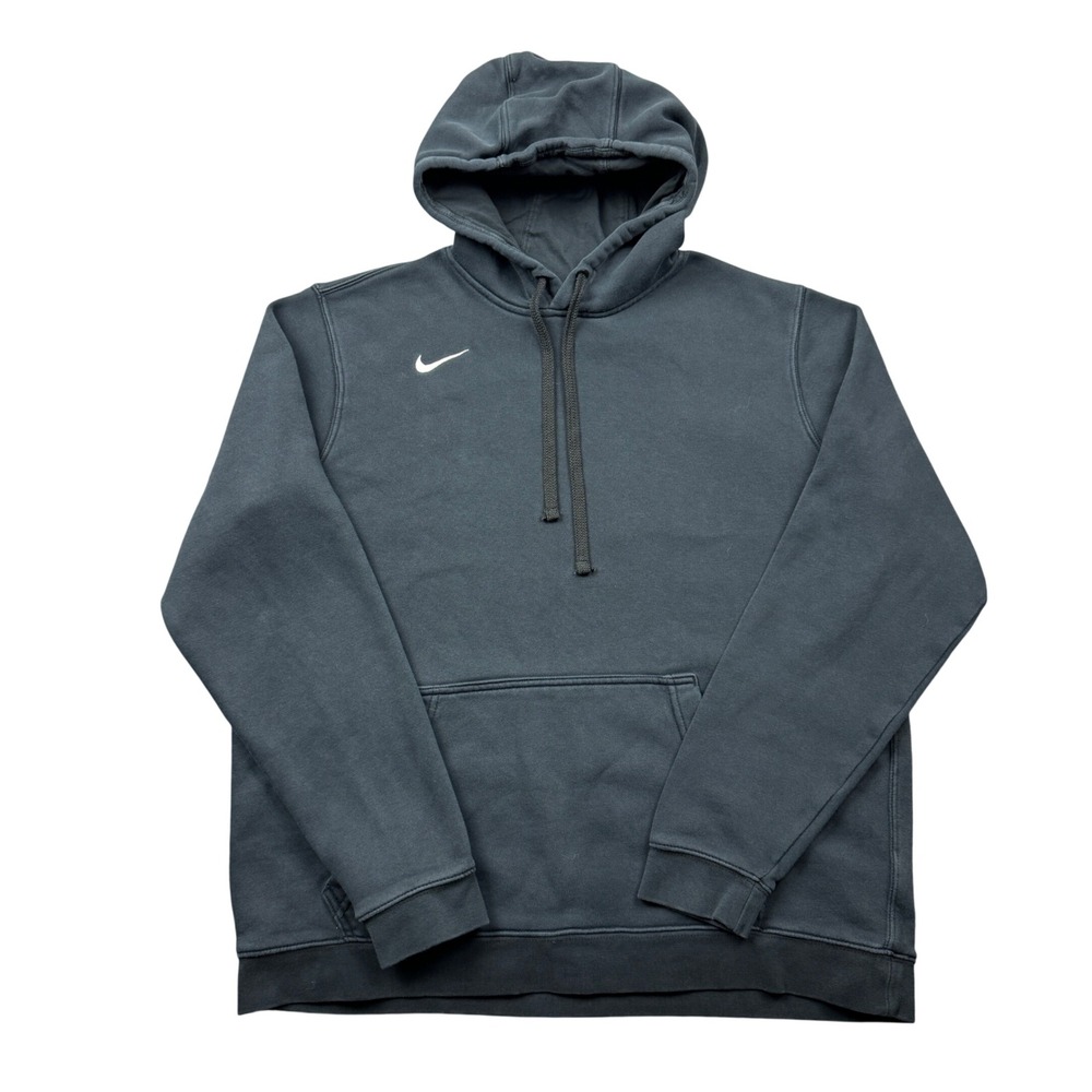 Nike Mens Large Team Fleece Pullover Hoodie Black Swoosh Logo Sportswear Casual